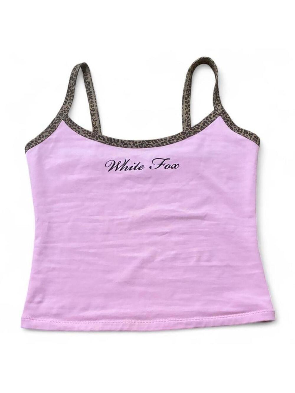 White Fox Pink Leopard Trim Cami Top – Size M